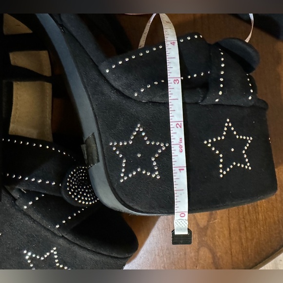Wrap Style Rhinestone Star Peep Toe Platform Heels Sz 9 - Picture 6 of 9